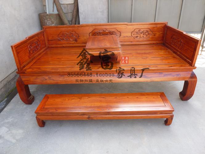 廠家供應(yīng) 中式仿古實(shí)木花梨色臥室家具雙人羅漢床/榆木貴妃榻批發(fā)